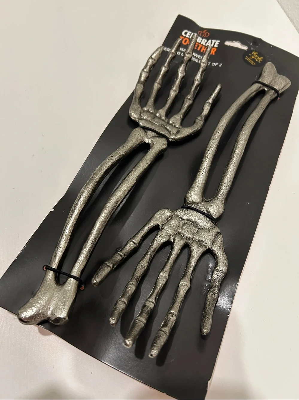 NWT Celebrate Together™ Metal Halloween Skeleton Hand Salad Servers